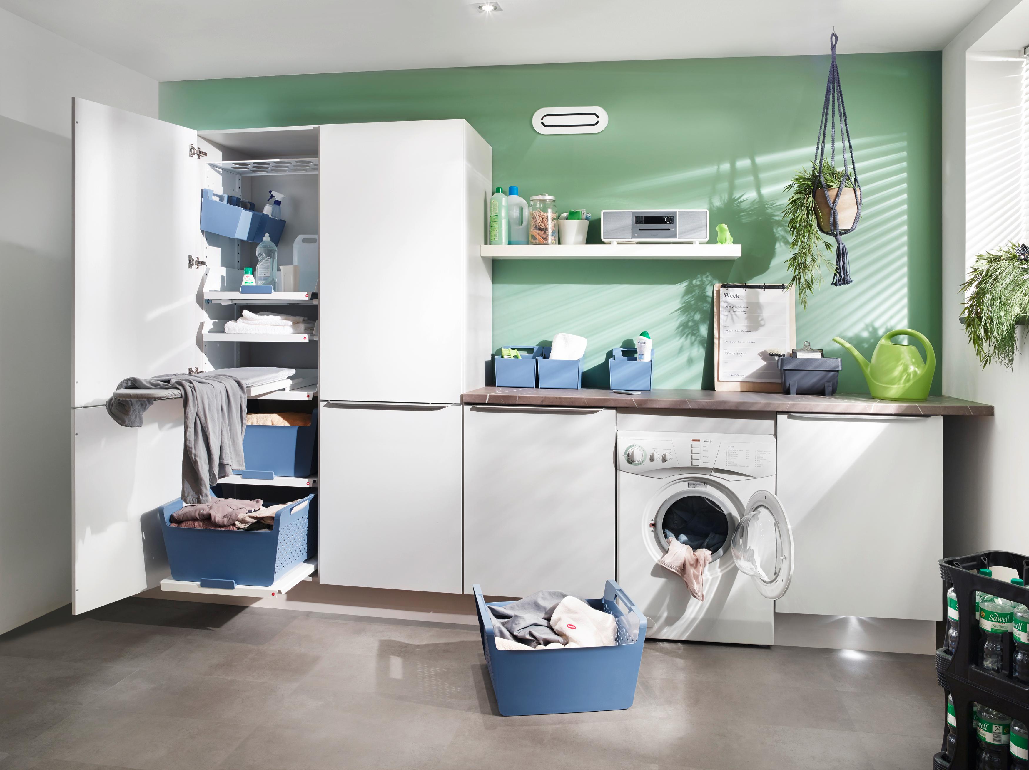 Umfassendes Komplett-System: Laundry Area #aufbewahrung #schrank #kleiderschrank #wäschekorb #ordnungssystem #ordnungshelfer #hauswirtschaftsraum ©Hailo