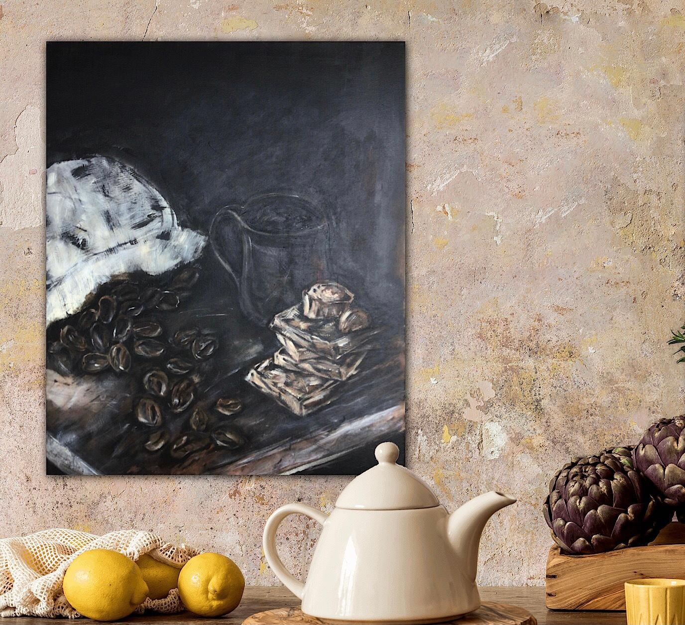 Unikat #Gemälde auf Leinwand 50 x 60 cm aus der Serie „Genuss pur 🤍”

#couchliebt #küche #couchstyle #deko #kaffee  
