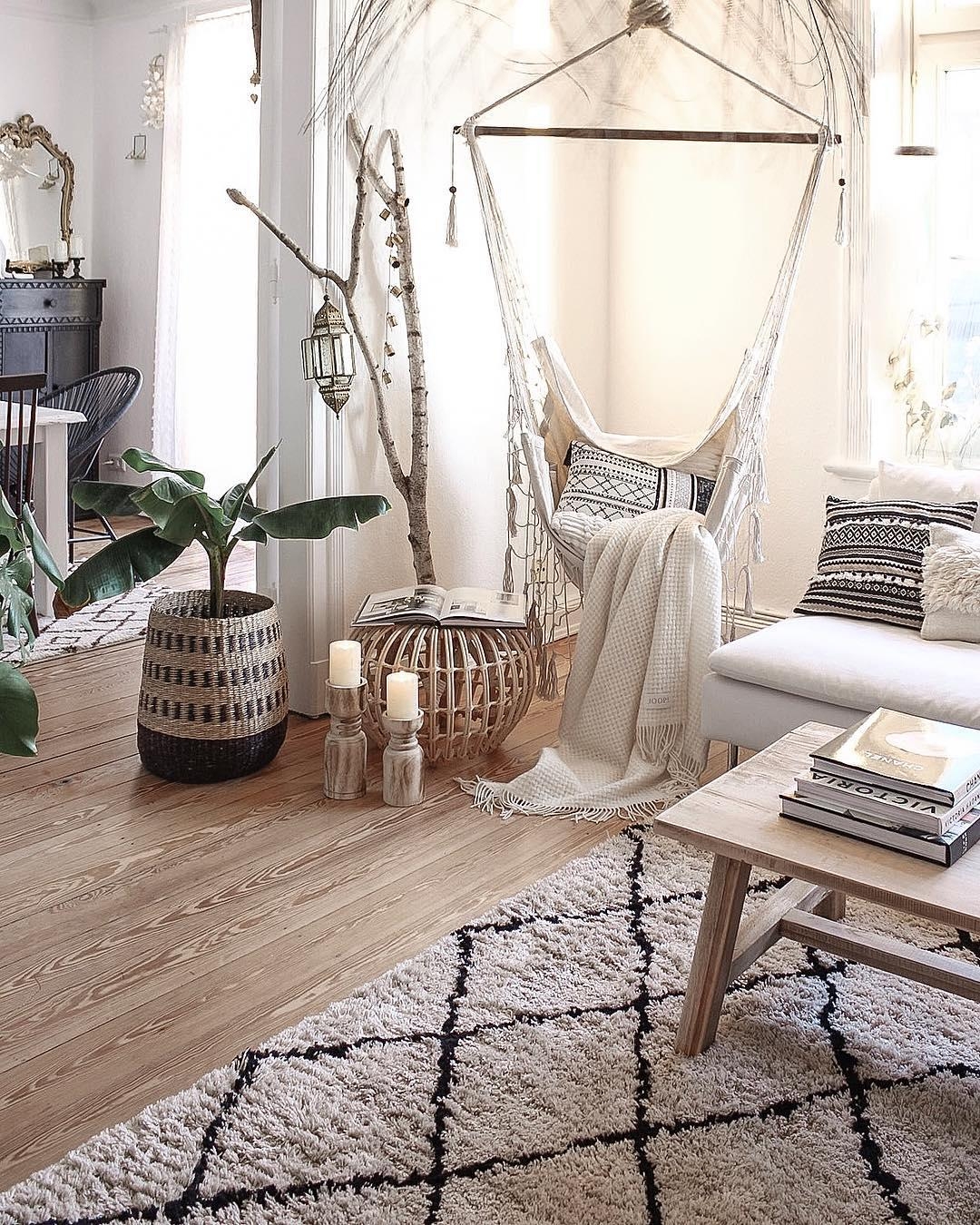 wohnzimmer deko ecke hängesessel unsere scand gemütliche couchstyle luxus tappeto