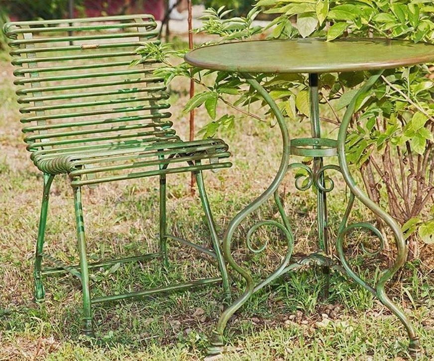 Vintage Retro Schmiedeeisen Gartenstuhl + Gartentisch von Casa Padrino