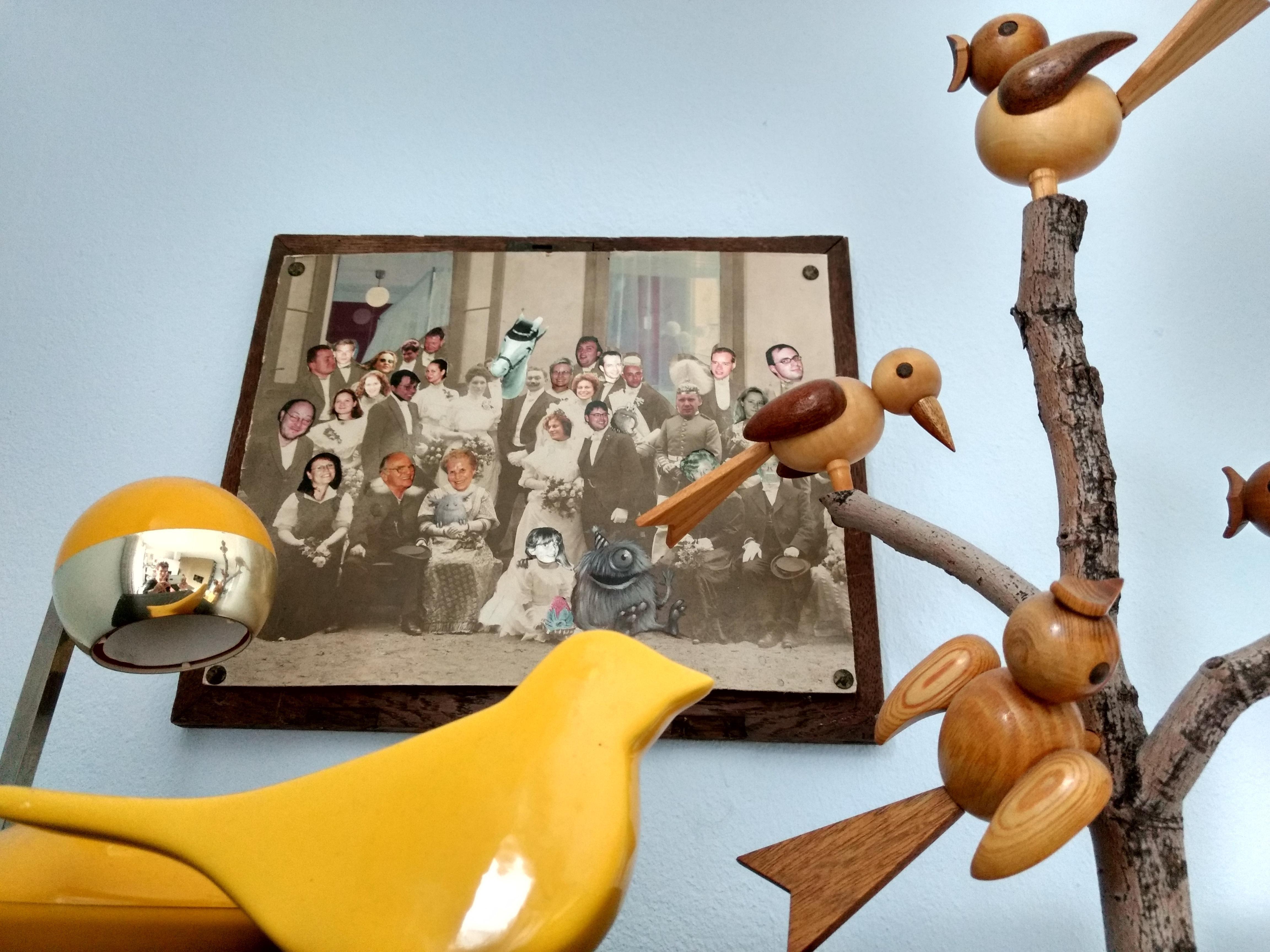 #vögel vor dem #hochzeitsbild #vintage #yellow #seventies
#holzdeko