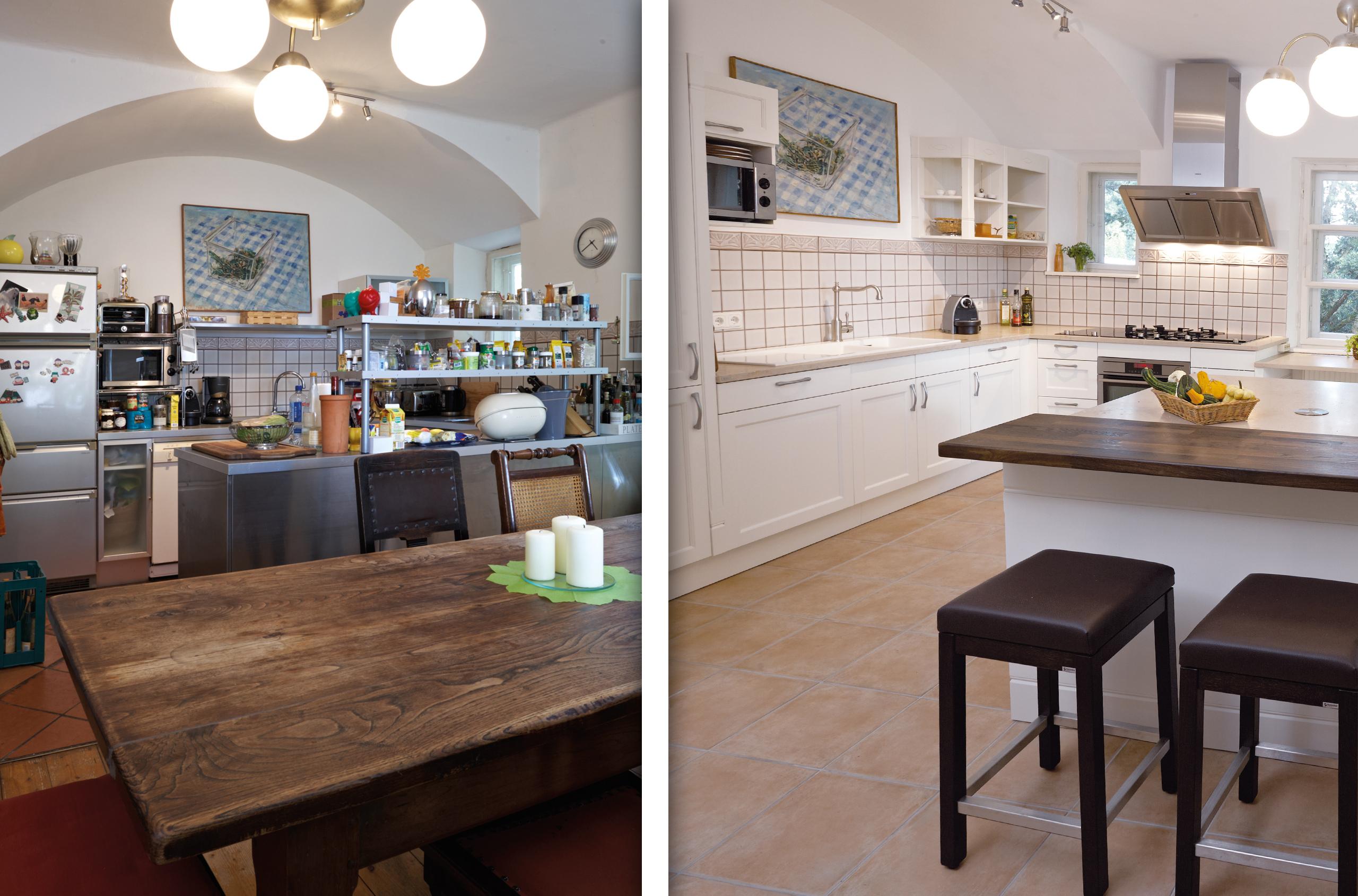 Vorher/Nacher Bild der Küche #küche #altbau #rustikal ©Küchen Quelle GmbH