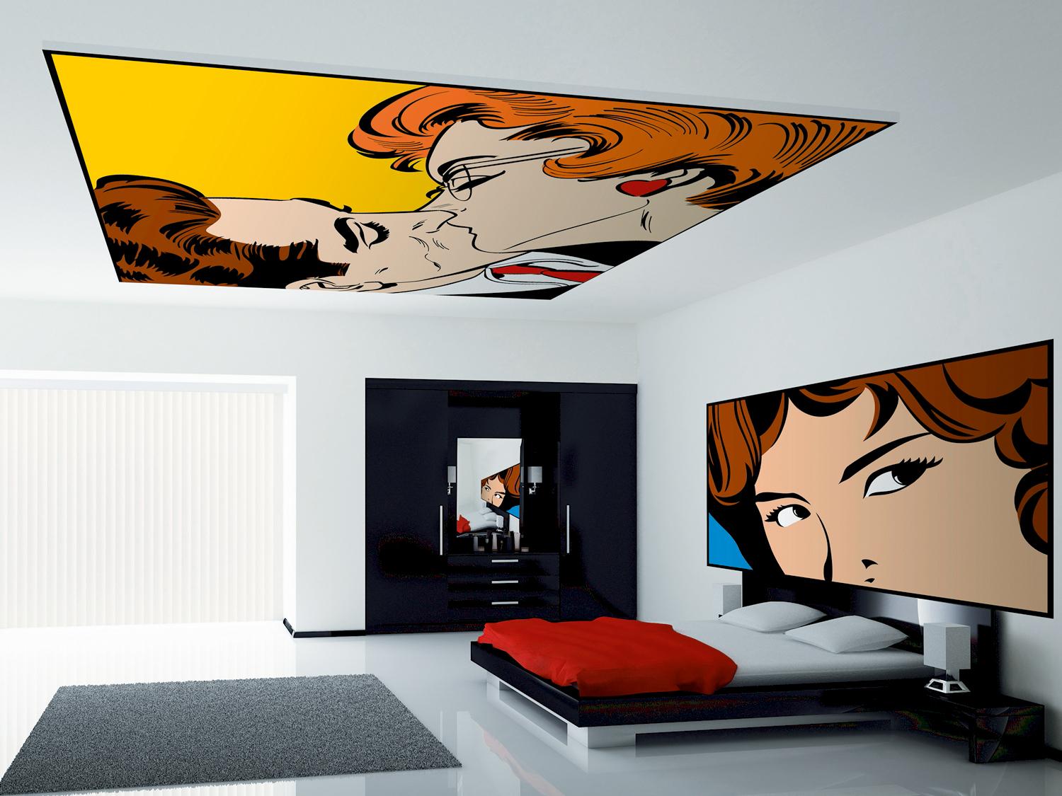 Wand und Deckenbild im Schlafzimmer #hotelzimmer #deckenbild ©frescovision.de / K. Miroschnik