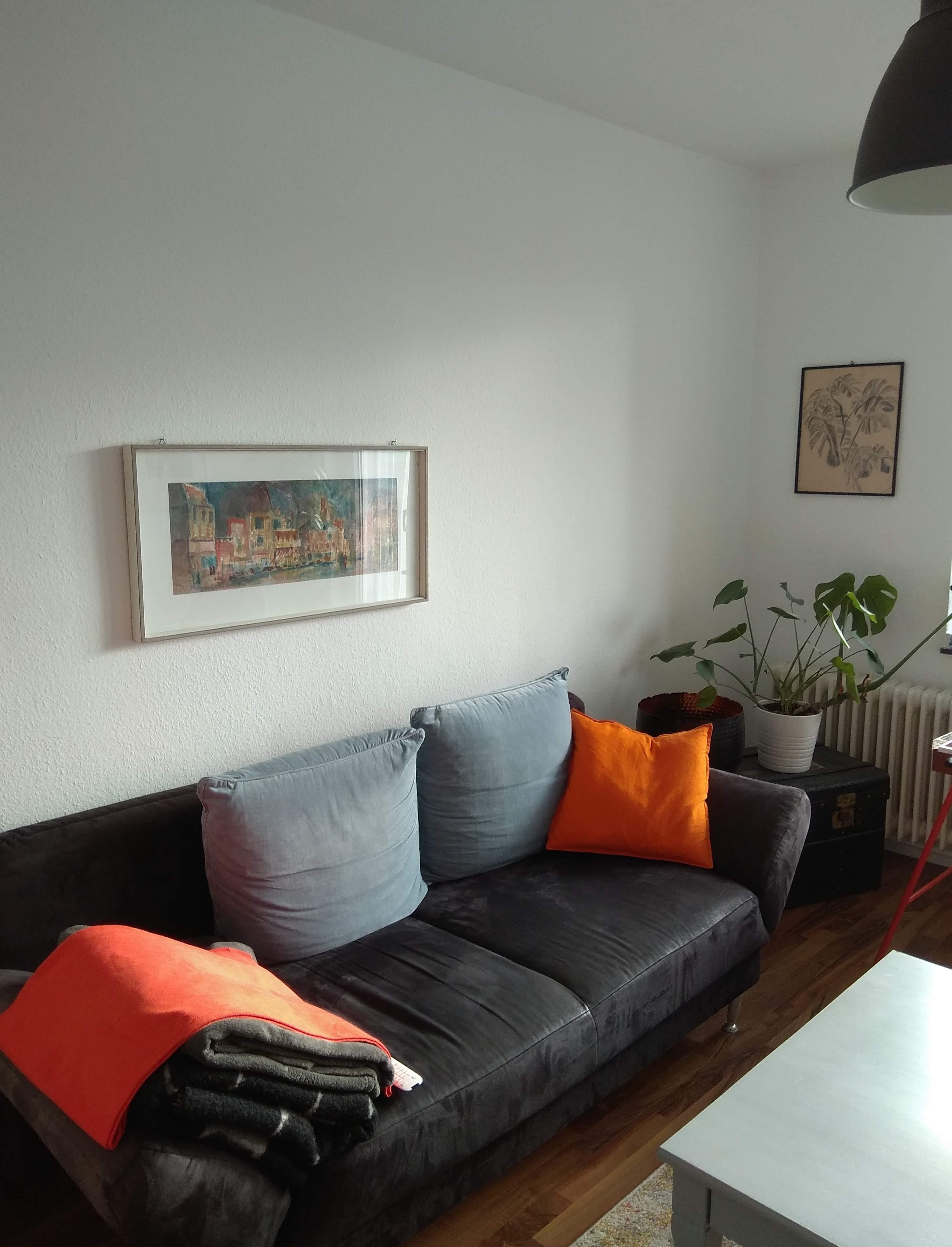 #wanddeko #livingchallenge
Die Farben des Raumes sind an das Bild über der Couch angepasst. Beide aus Familienfeder