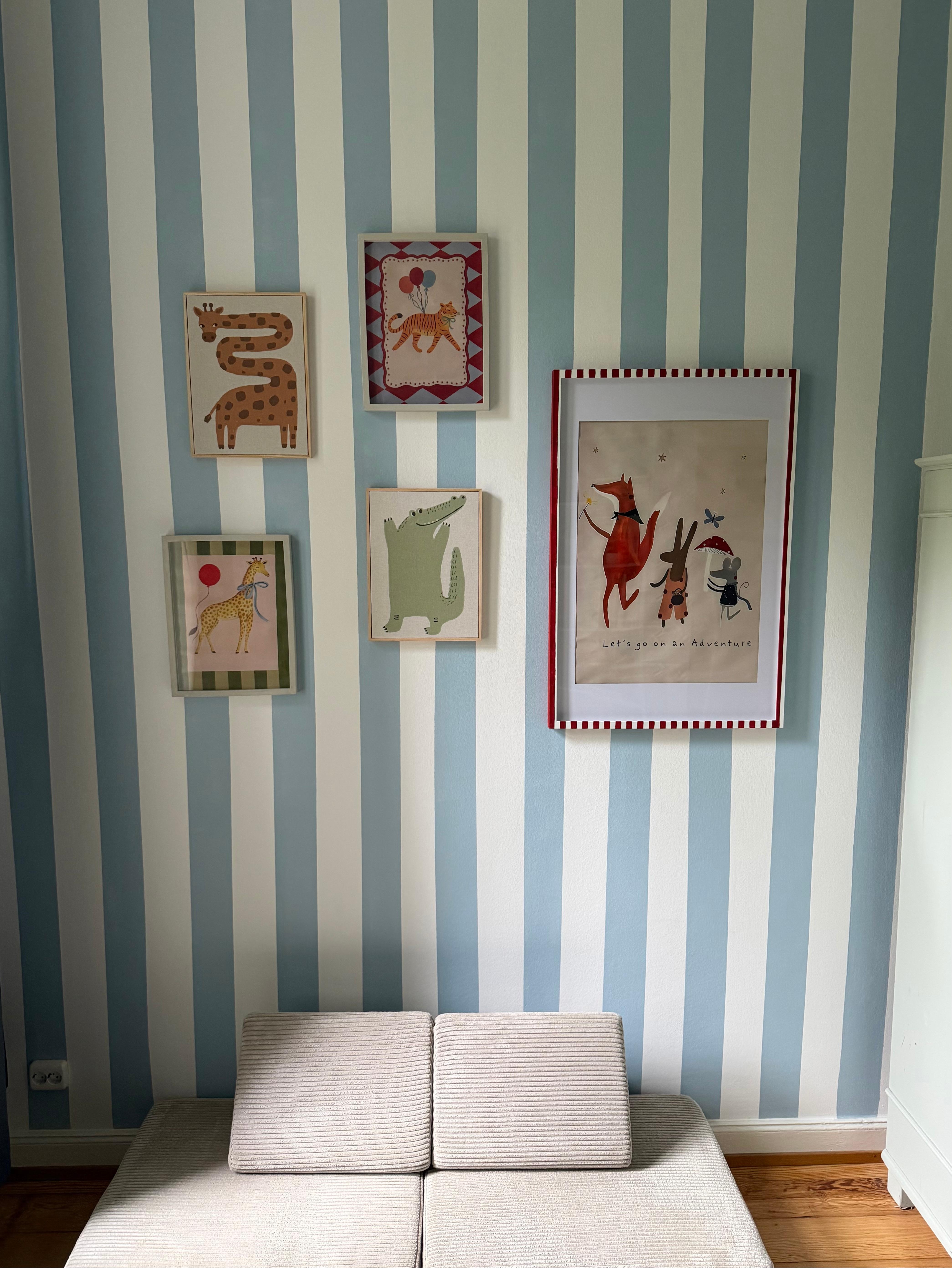 Wandkunst- Streifen, Farbe, Muster und Bilder #livingchallenge #wandgestaltung