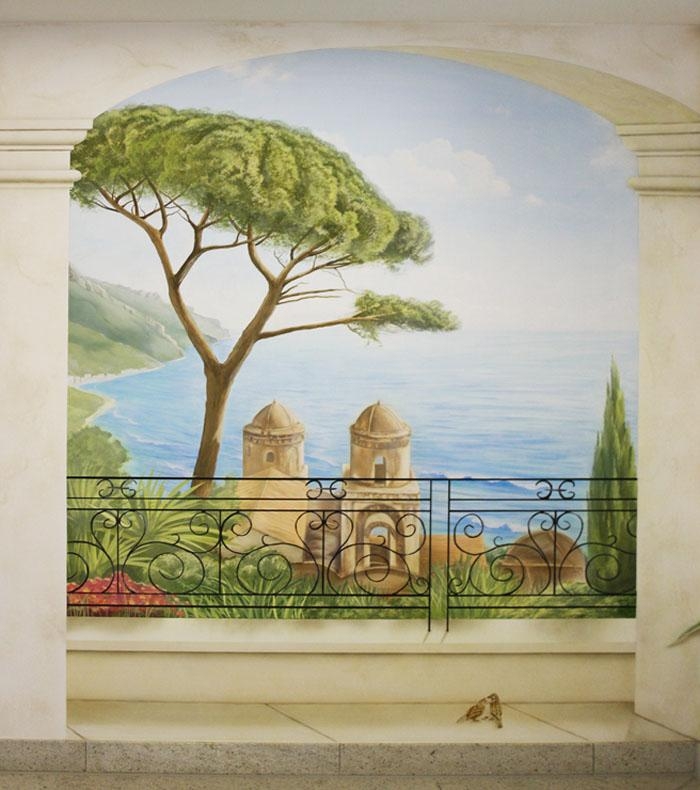 Wandmalerei Schwimmbad.
Blick auf die Chiesa dell Annunziata in Ravello.