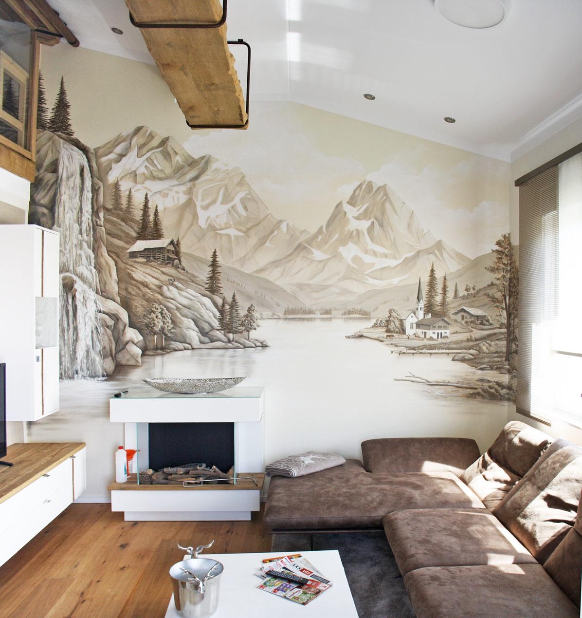 wandmalerei wohnzimmer in einer ferienwohnung • couch