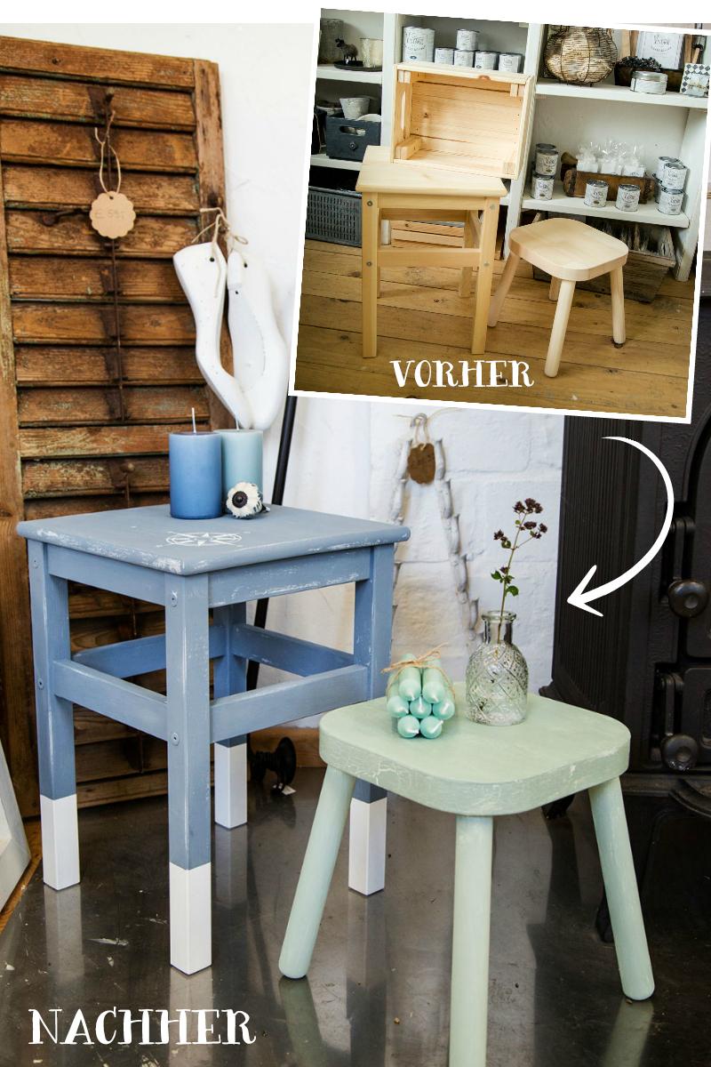 Was man alles aus simplen IKEA-Hockern zaubern kann <3
#DIY #Kreidefarbe #Hocker #maritim