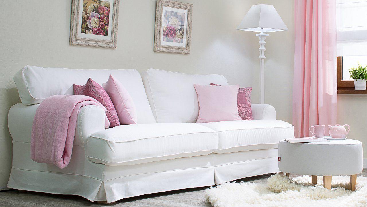 weißes sofa mit akzenten in rosa #sofa ©dekoria • couch
