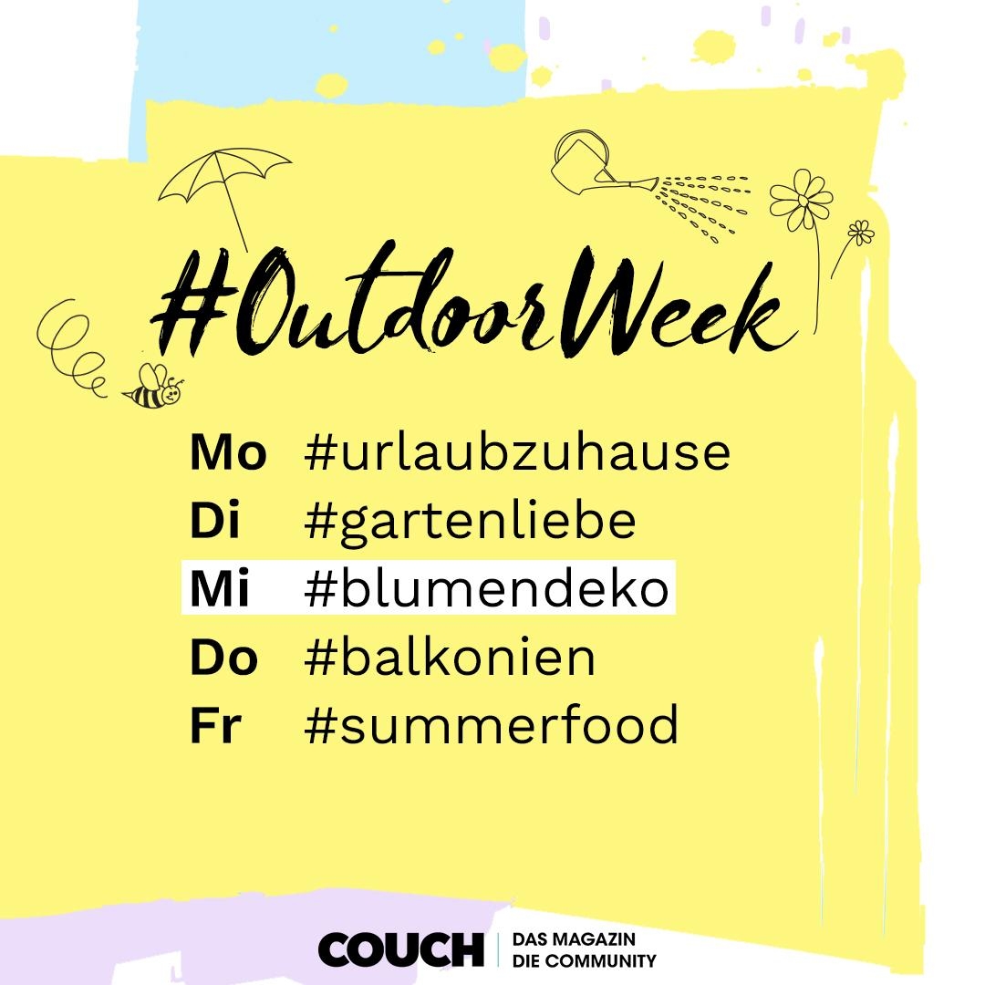 Wie machst du es dir mit #blumendeko zu Hause schön? Zeig es uns heute in der #outdoorweek! 🌼 🌸