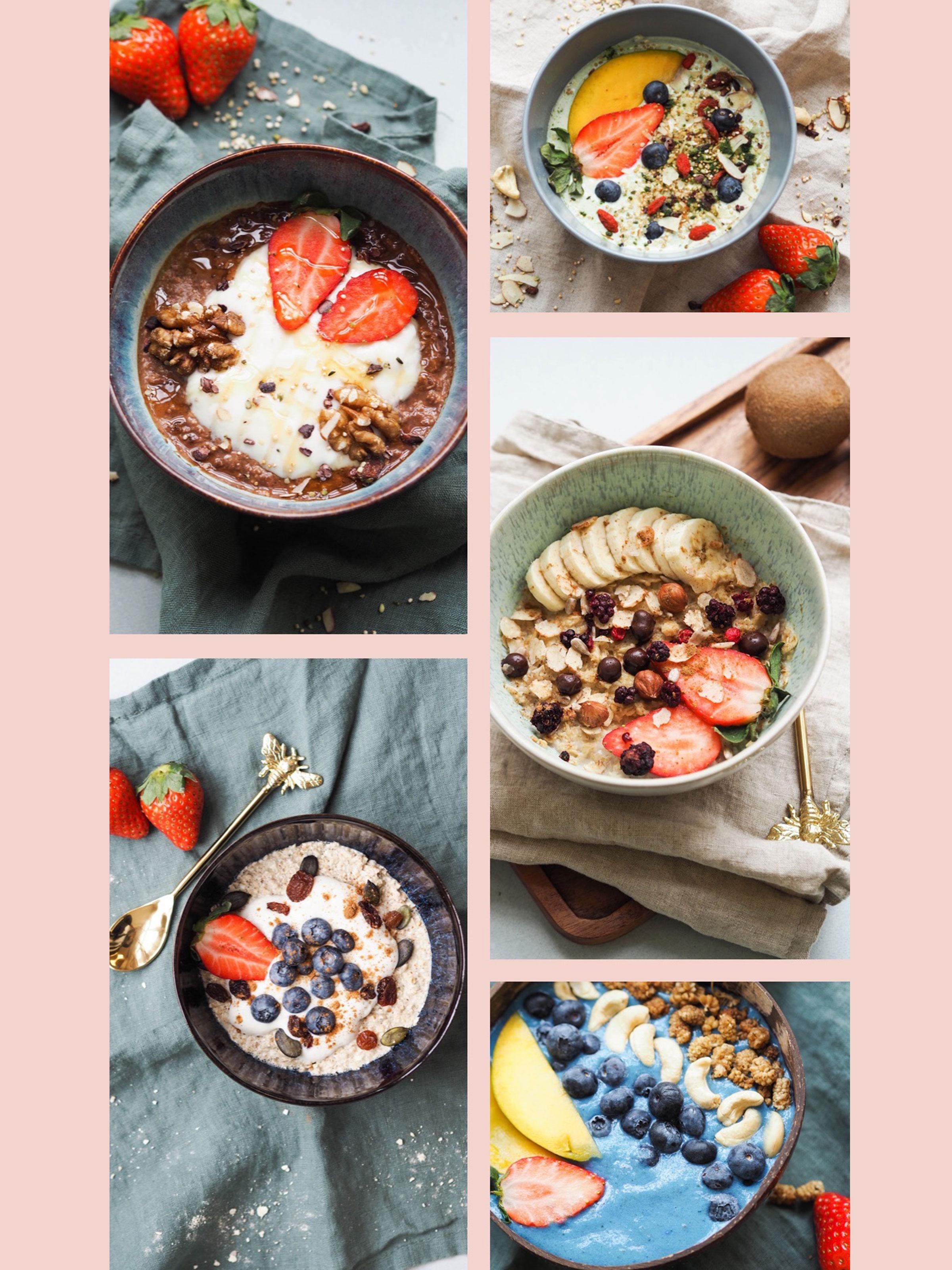 Wie wär's mit einer #frühstücksbowl? Hier kommen unsere Ideen für einen leckeren & gesunden Start in den Tag 🍓