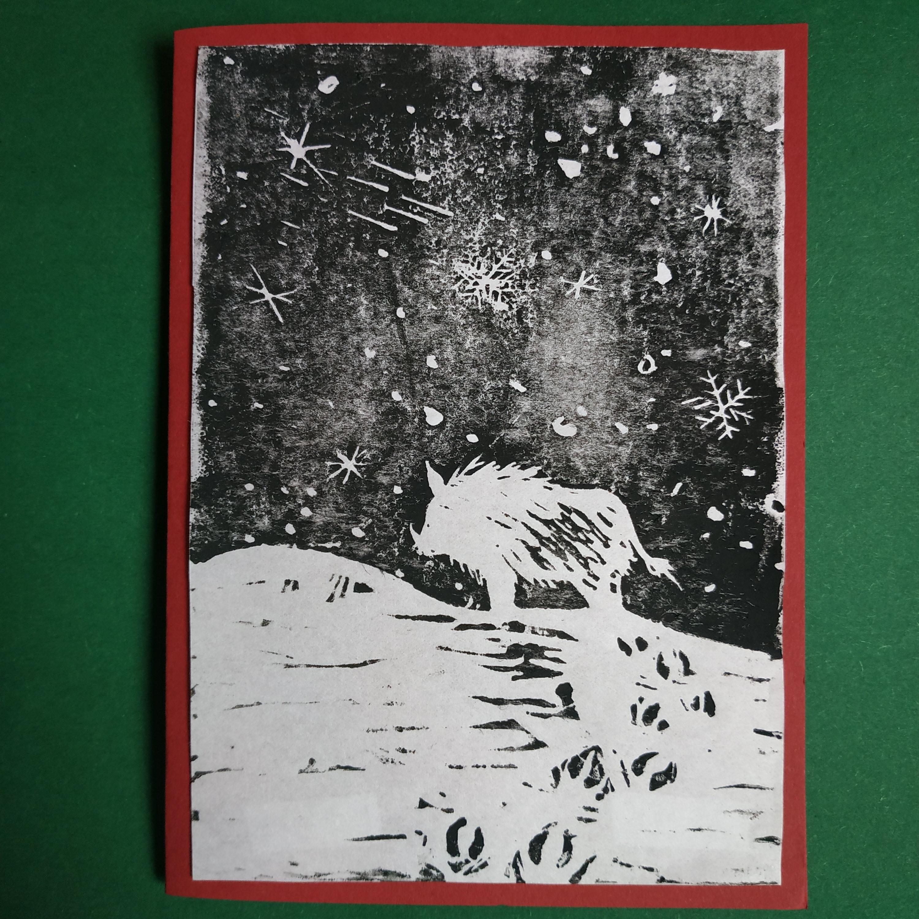 Wilde Schweihnachten an alle. #diychristmascard #winterseason #linocut
