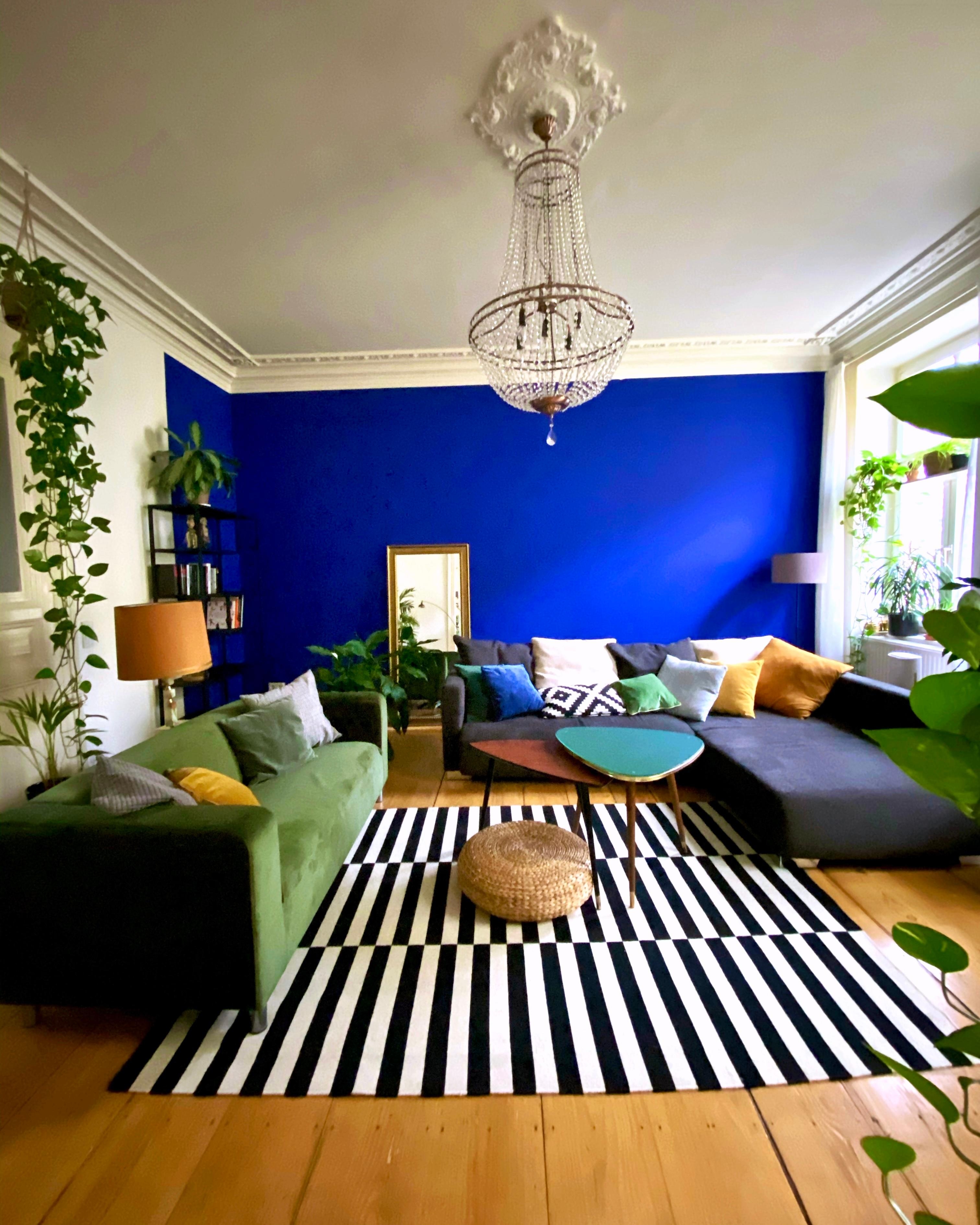 #wohnzimmer #livingroom #blau #azurblau #blauewand #altbau # urbanjungle #plants