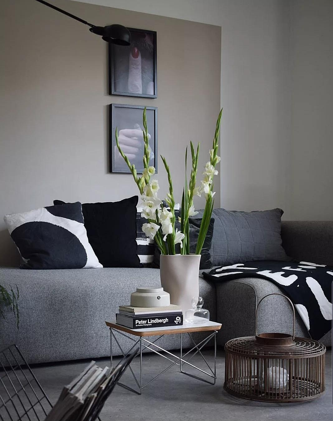 #wohnzimmer #livingroom #wohnen #sofa #couch #vase #flowers #blumen #gladiolen 
