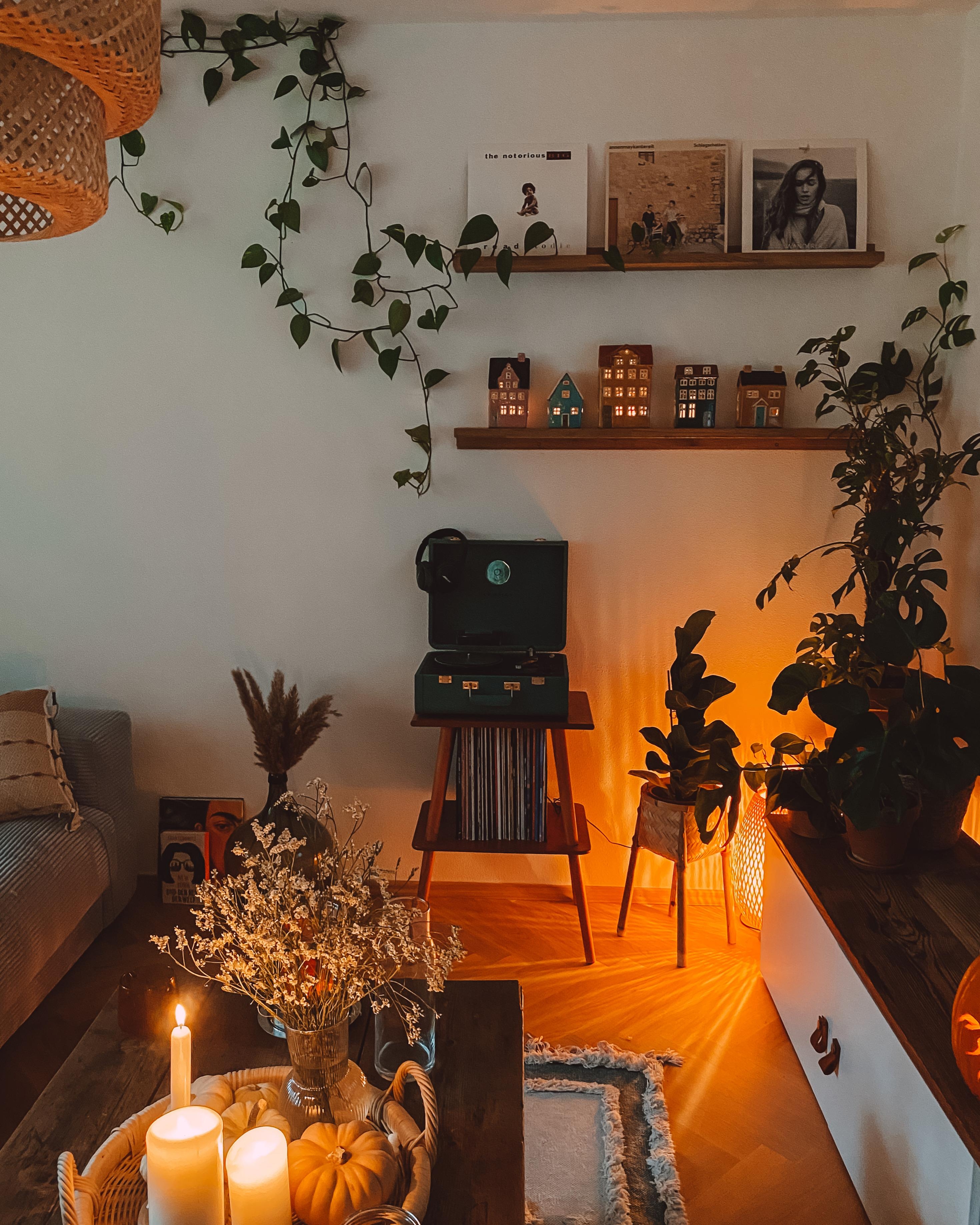 #wohnzimmer #vinyl #plattensammlung #lichthäuser #pflanzenliebe #boho #herbst