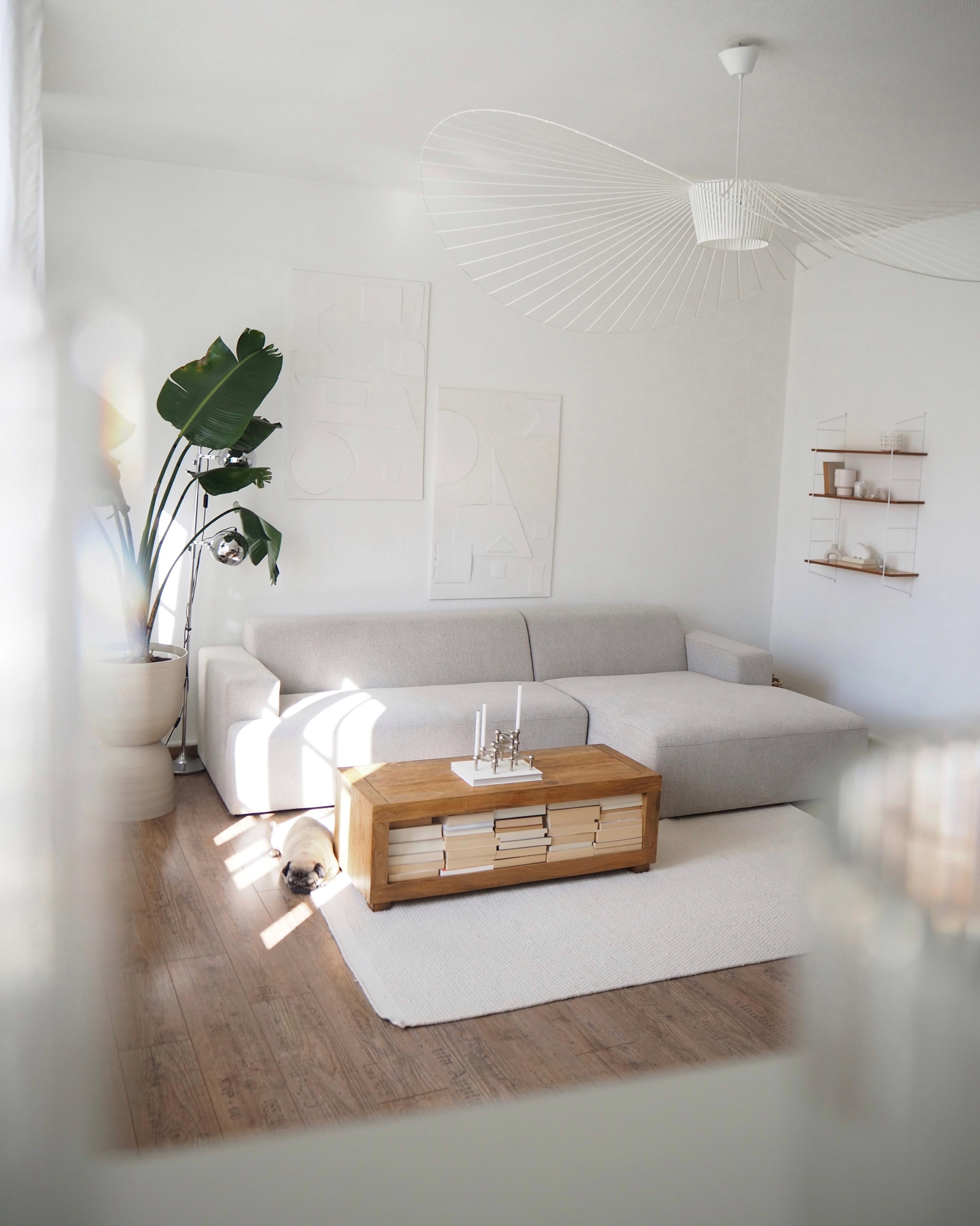 #wohnzimmer #wohnbereich #couch #sofa #minimalist #diybilder #pflanze #couchtisch #wohnzimmerinspo #weiss #stringregal 