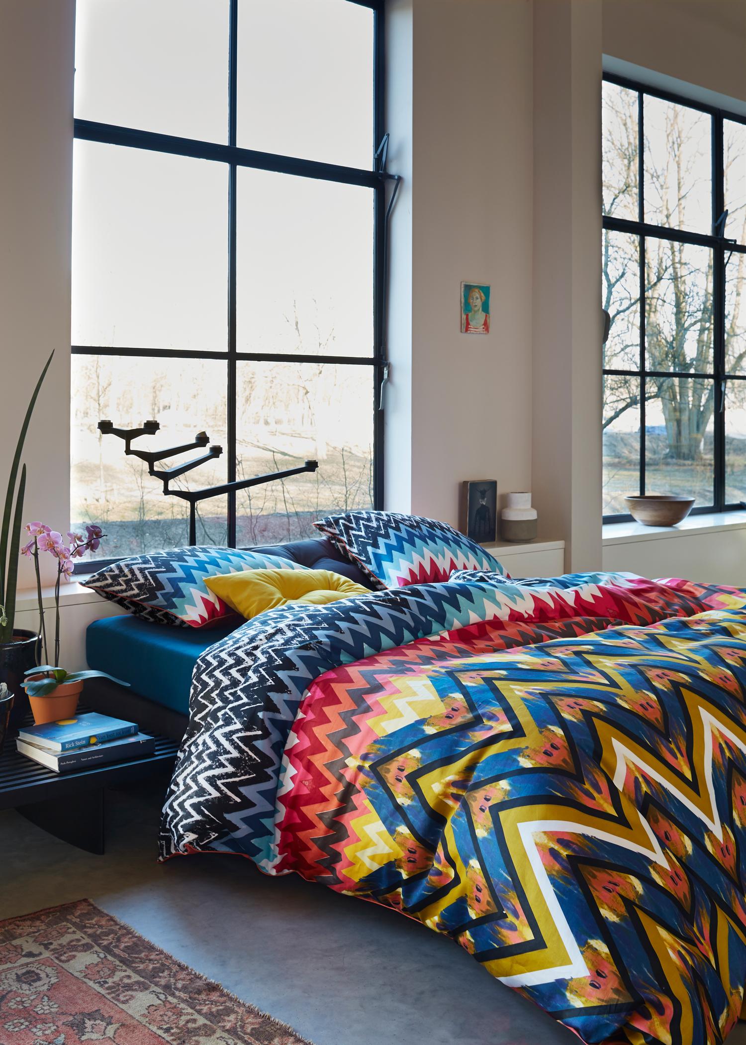 Zickzack-Muster für das Bett #bettwäsche #buntebettwäsche #berlinstyle ©Essenza Home/Essenza
