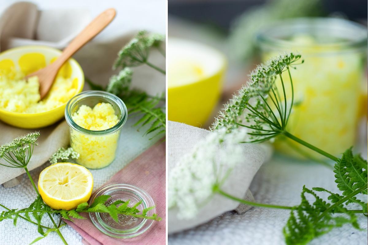 Zitronen Zucker Peeling selbermachen.
#wiebkeliebtDIY#newblogpost#Peeling#Naturkosmetik